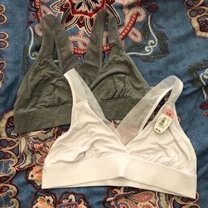 2PCS cotton mesh crossback bralettes